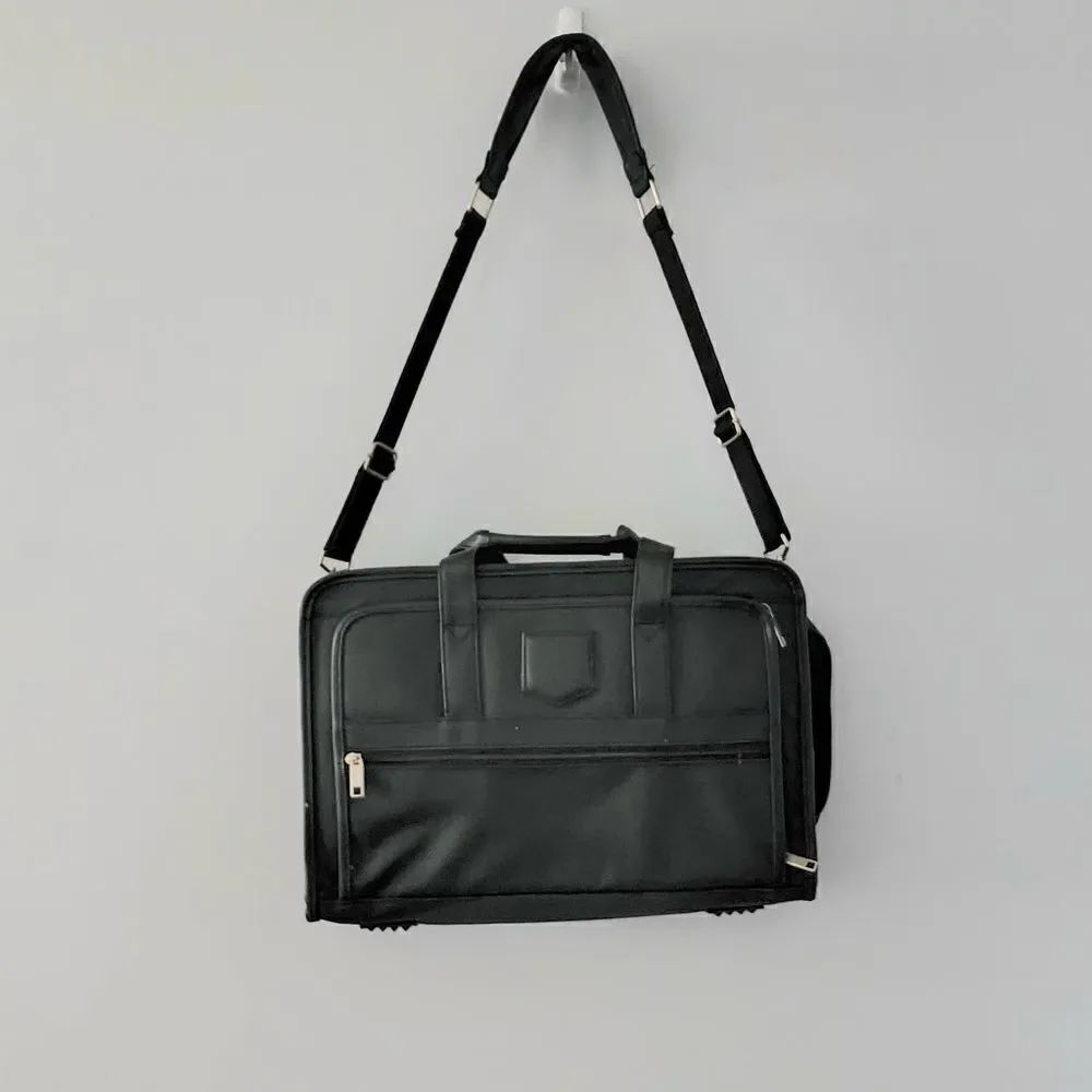 Messenger bag computer work school leather trim mesh front pockets organizer